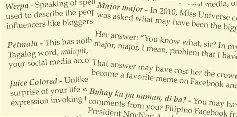 Your Unofficial Guide To The Etymology Of Filipino Slang and Memes.
